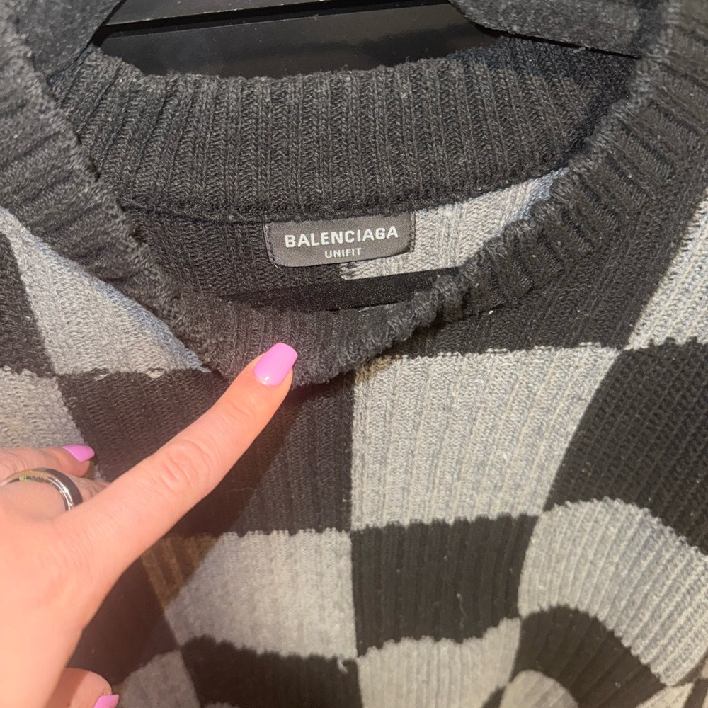 Checkered Black And Gray Sweater - image 2